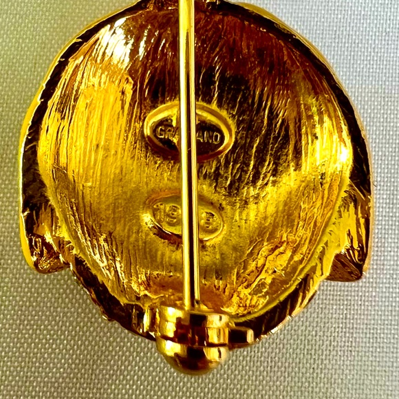 Graziano 1998 Vintage Lady Bug Brooch Pin Yellow Enamel Clear Crystal Gold Tone - Picture 5 of 6